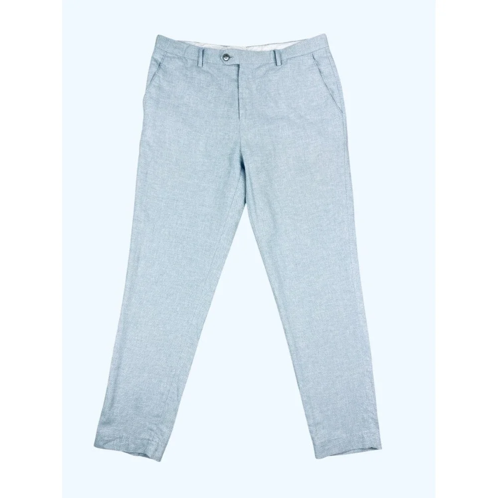 Gianni Feraud Light Blue Slim Fit Linen Blend Men's Pants 32x28 Summer